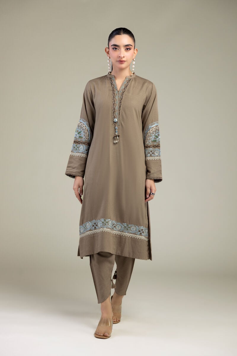 Embroidered | Raw Silk | Brown Silk Kurta | USD 55.00