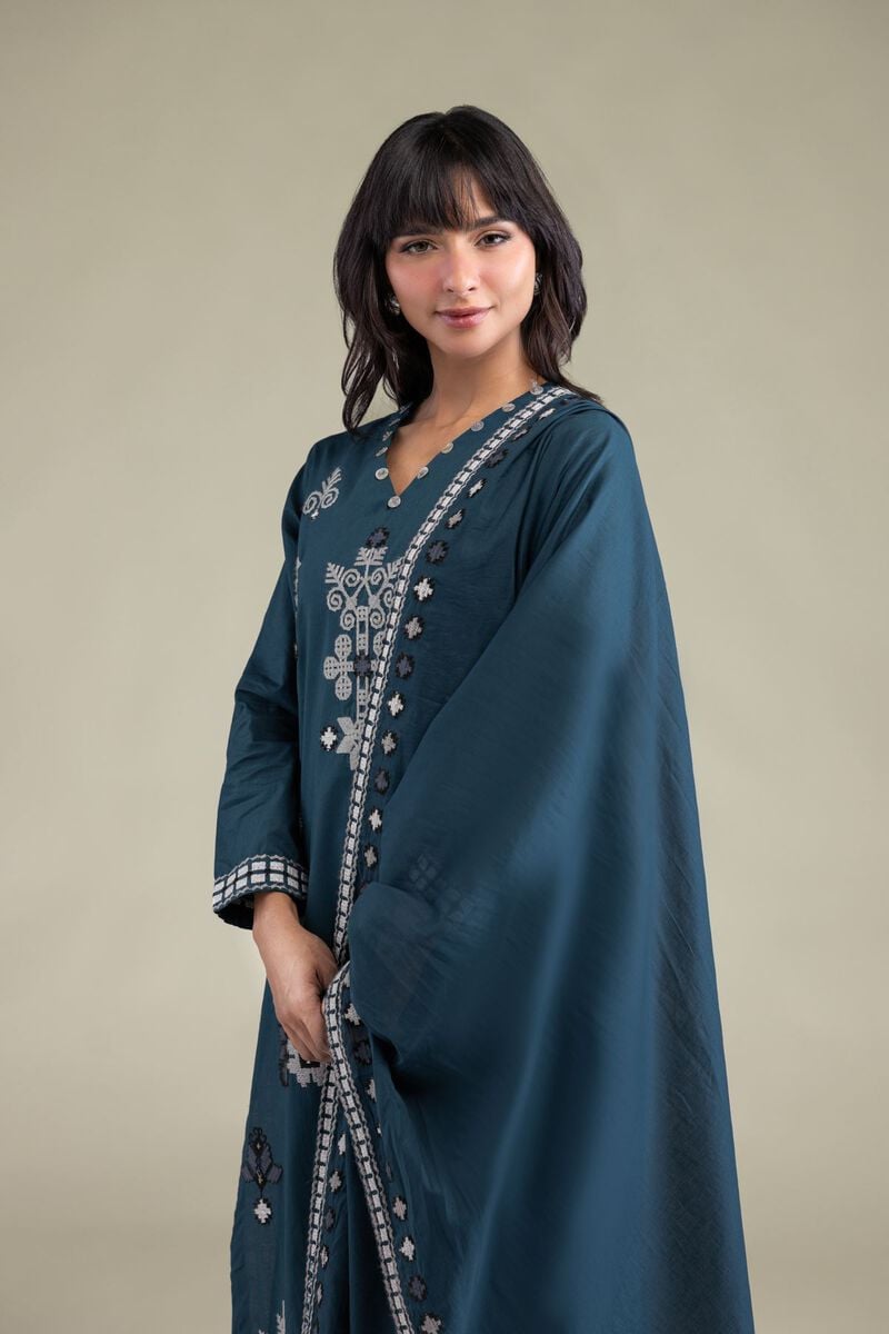 Embroidered | Lawn | Teal Lawn Dupatta | USD 30.00
