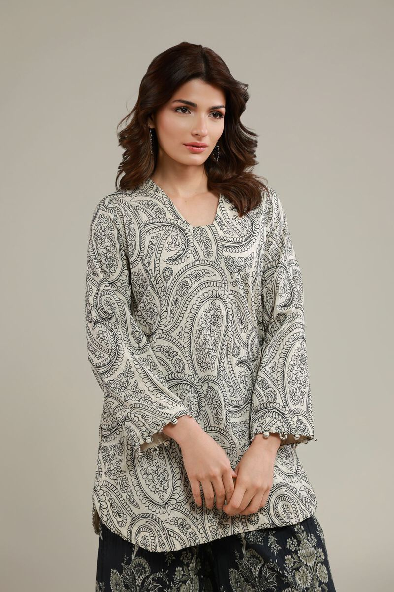 Embroidered | Cotton Crinkle | Paisley Kurta  | USD 45.00