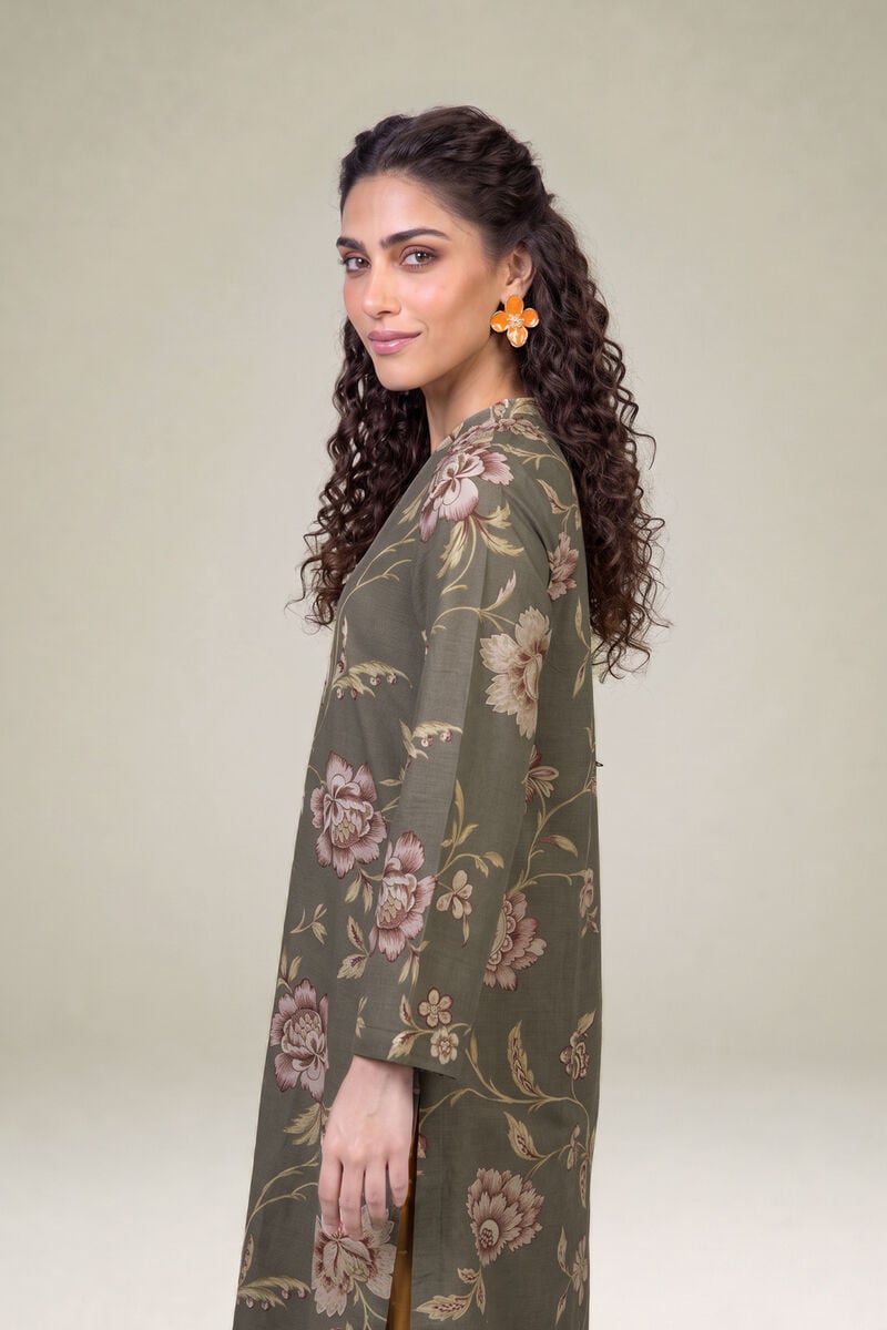 Printed | Light Khaddar | Floral Longline Kurta | USD 35.00
