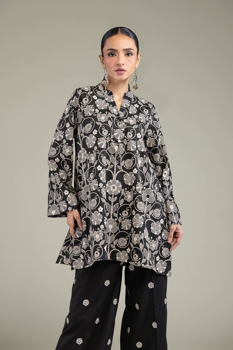 Embroidered | Cambric | Black V-Neck Kurta | USD 30.00