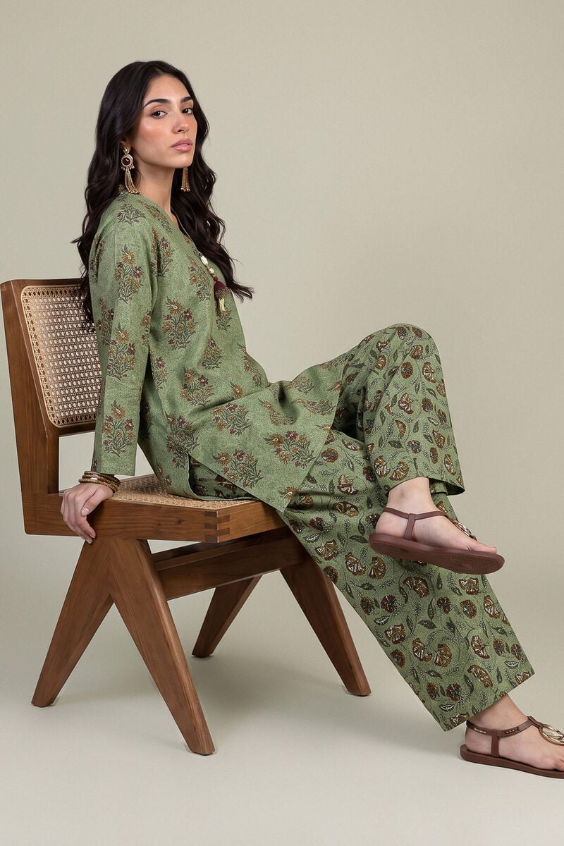 Printed | Light Khaddar | V-Neck Floral Kurta | USD 35.00