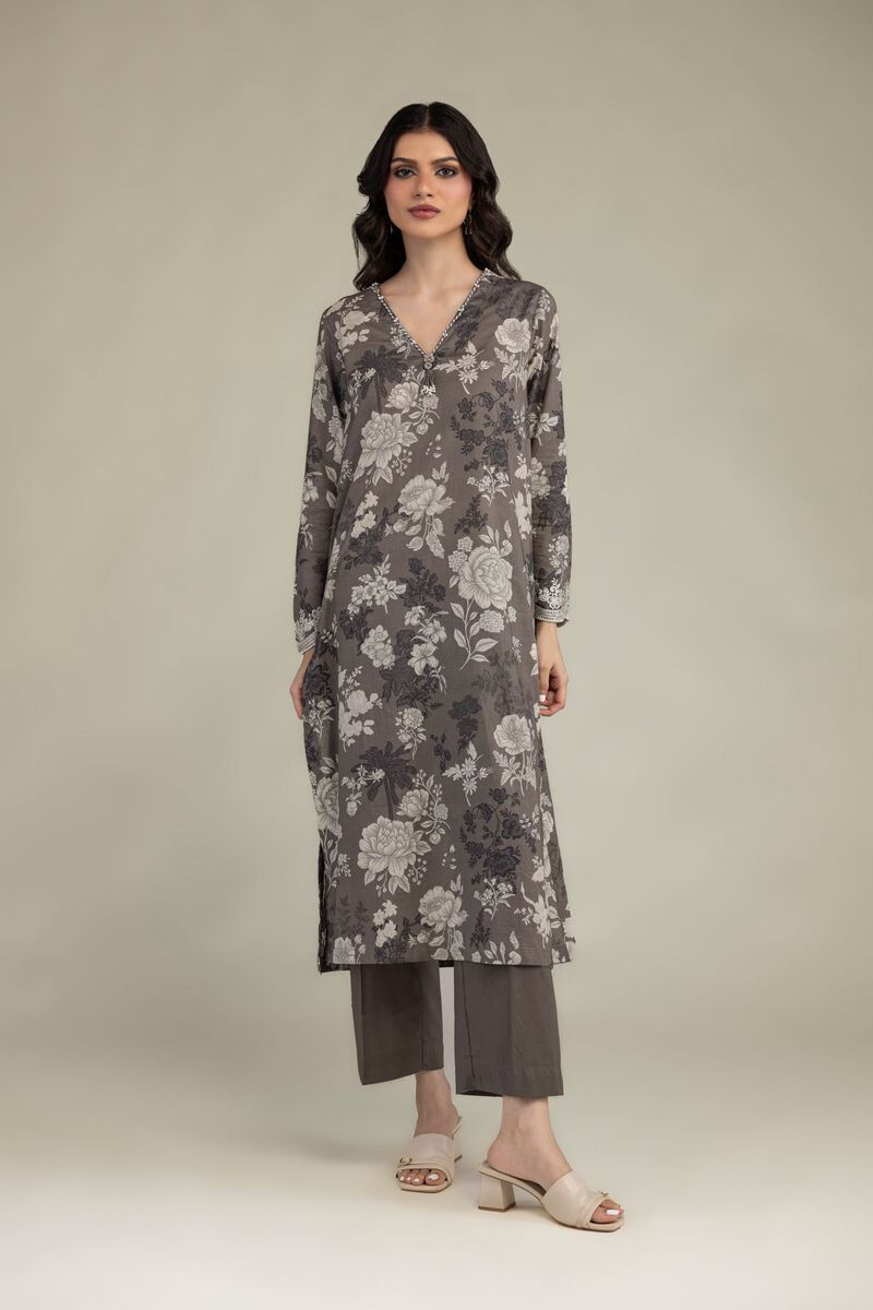Embroidered | Lawn | Gray Lawn Kurta | USD 35.00