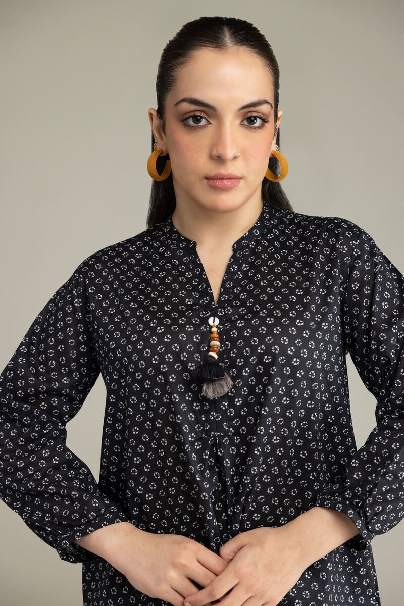 Printed | Viscose Crepe | Black Viscose Blouse | null