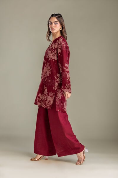 Printed | Light Khaddar | Maroon Khaddar Pants | USD 30.00