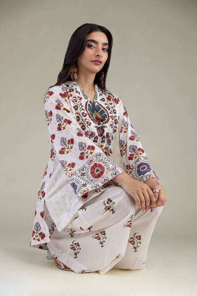 Printed | Cambric | White Cambric Kurta | USD 35.00