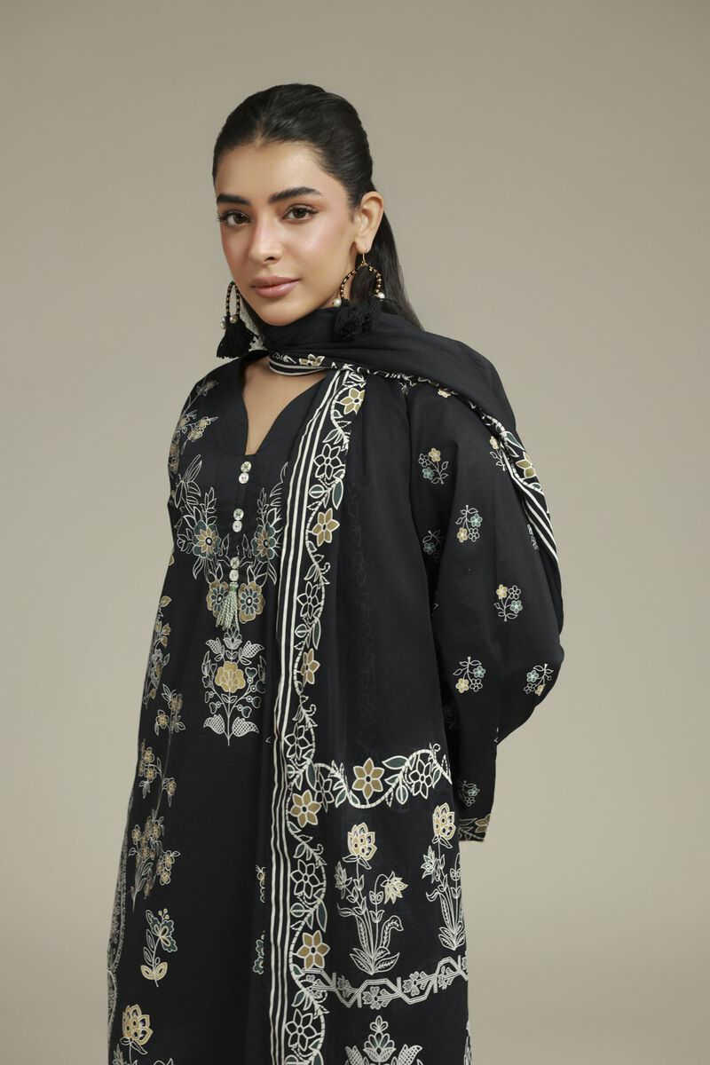 Printed | Cambric | Black 3-Piece Tailored | USD 65.00