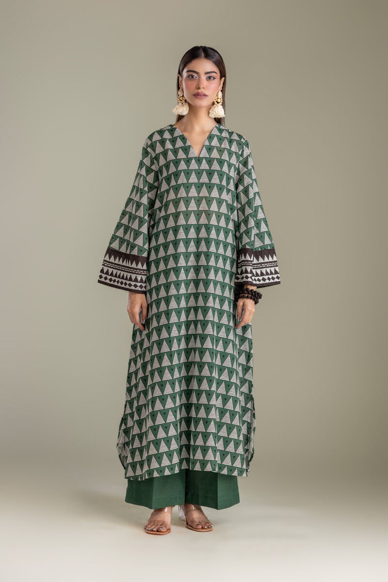Printed | Light Khaddar | Solid Green Pants | USD 30.00