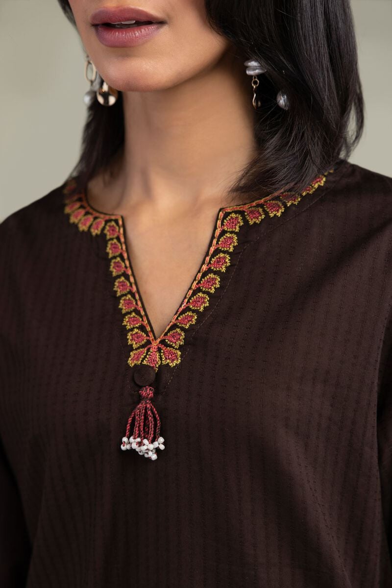 Embroidered | Cotton Dobby | V-Neck Cotton Kurta | USD 35.00