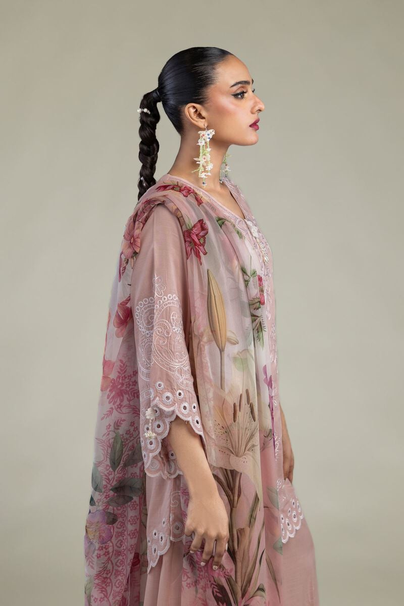 Embroidered | Chiffon | Floral Pink Dupatta | USD 30.00