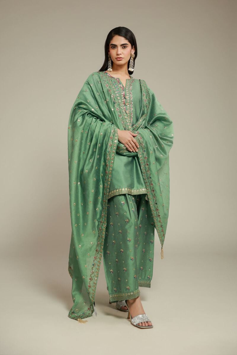 Embroidered | Raw Silk | 3 Piece Co-ord Set | USD 125.00