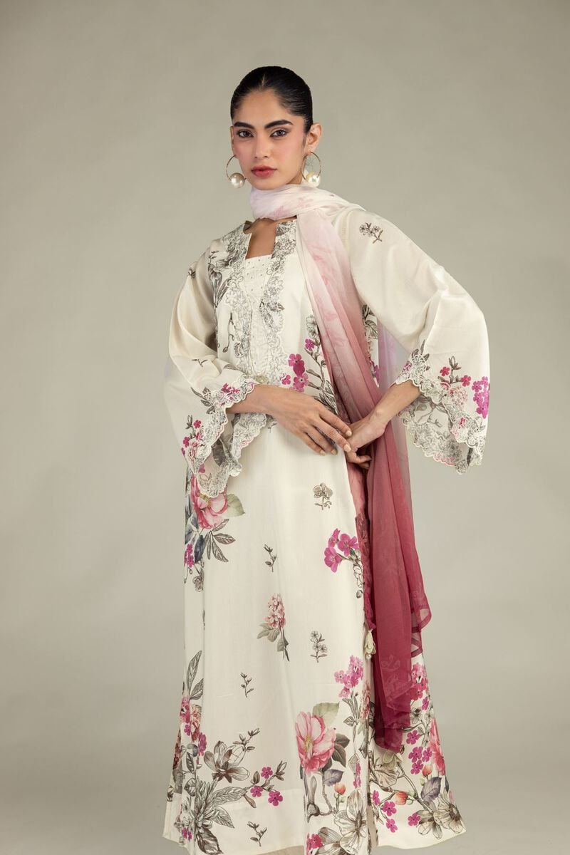 Embroidered | Chiffon | Pink Chiffon Dupatta | USD 30.00