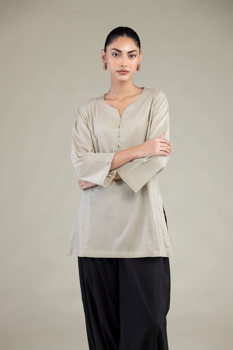 Dyed | Cotton Viscose | Solid Beige Kurta | USD 40.00