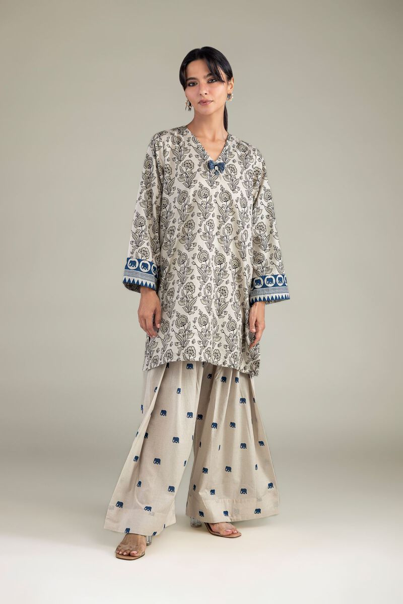 Cambric | Beige V-Neck Kurta | USD 35.00