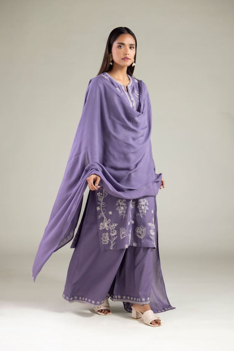 Embroidered | Raw Silk | Floral Thread Work Dupatta | USD 40.00