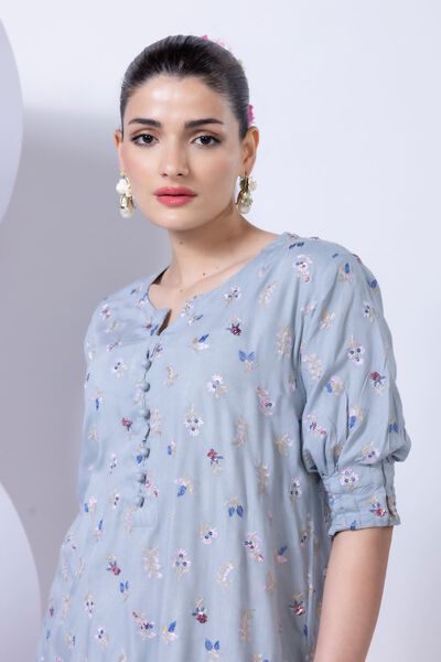 Embroidered | Crosshatch Raw Silk | Kurta | USD 50.00