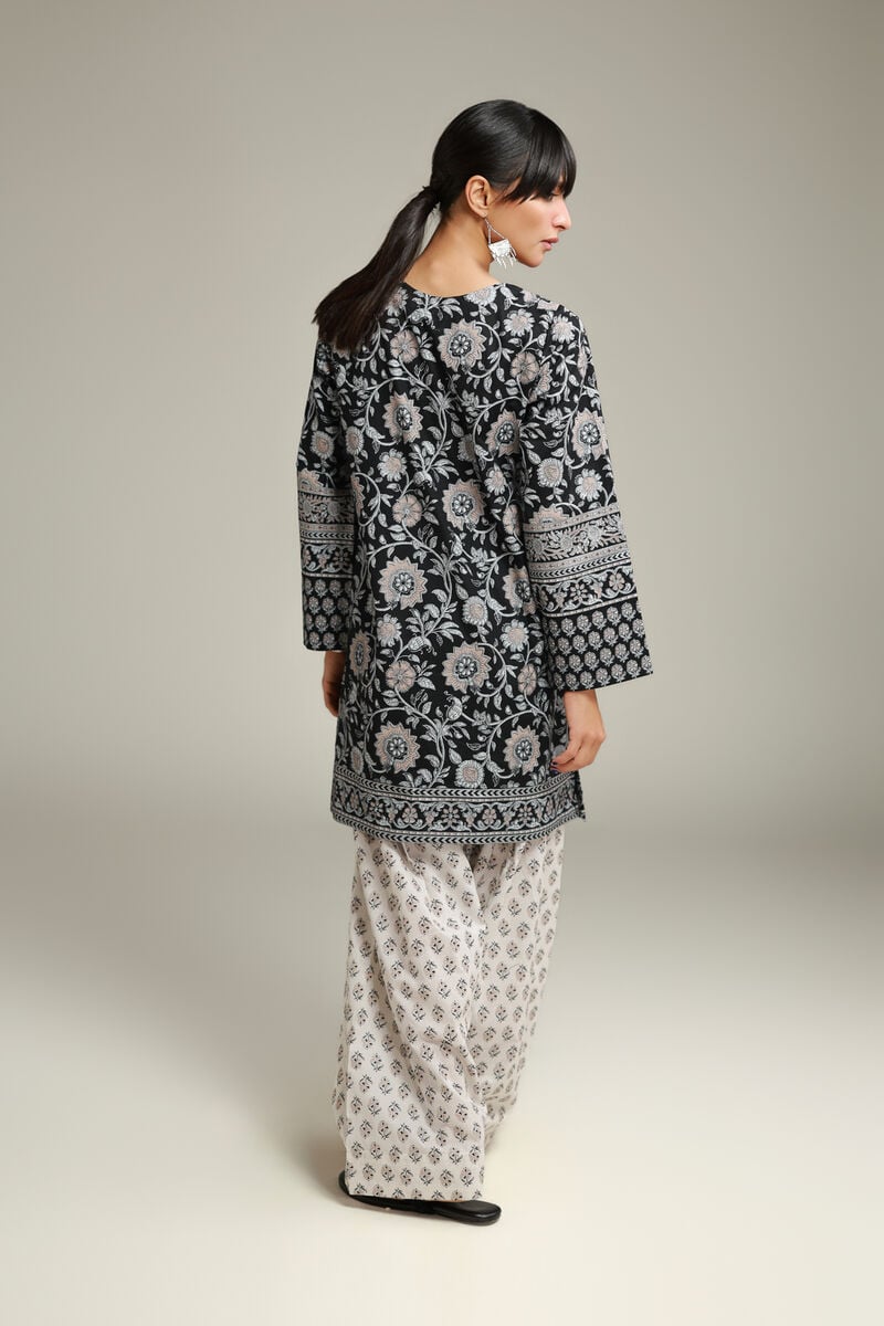 Printed | Cambric | Floral Black Kurta | USD 35.00
