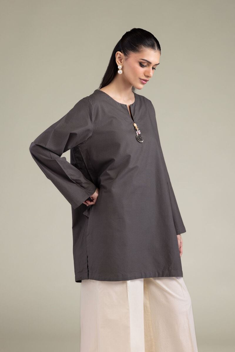 Dyed | Textured Cotton Viscose | Short Solid Kurta | USD 35.00