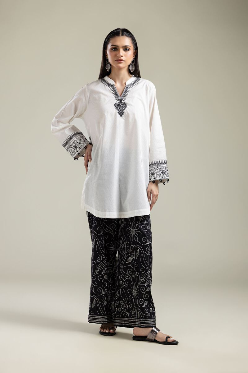 Embroidered |Cotton Dobby | White Cotton Kurta | USD 35.00