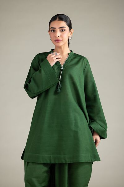 Dyed | Textured Cotton | Solid Drawstring Kurta | USD 30.00