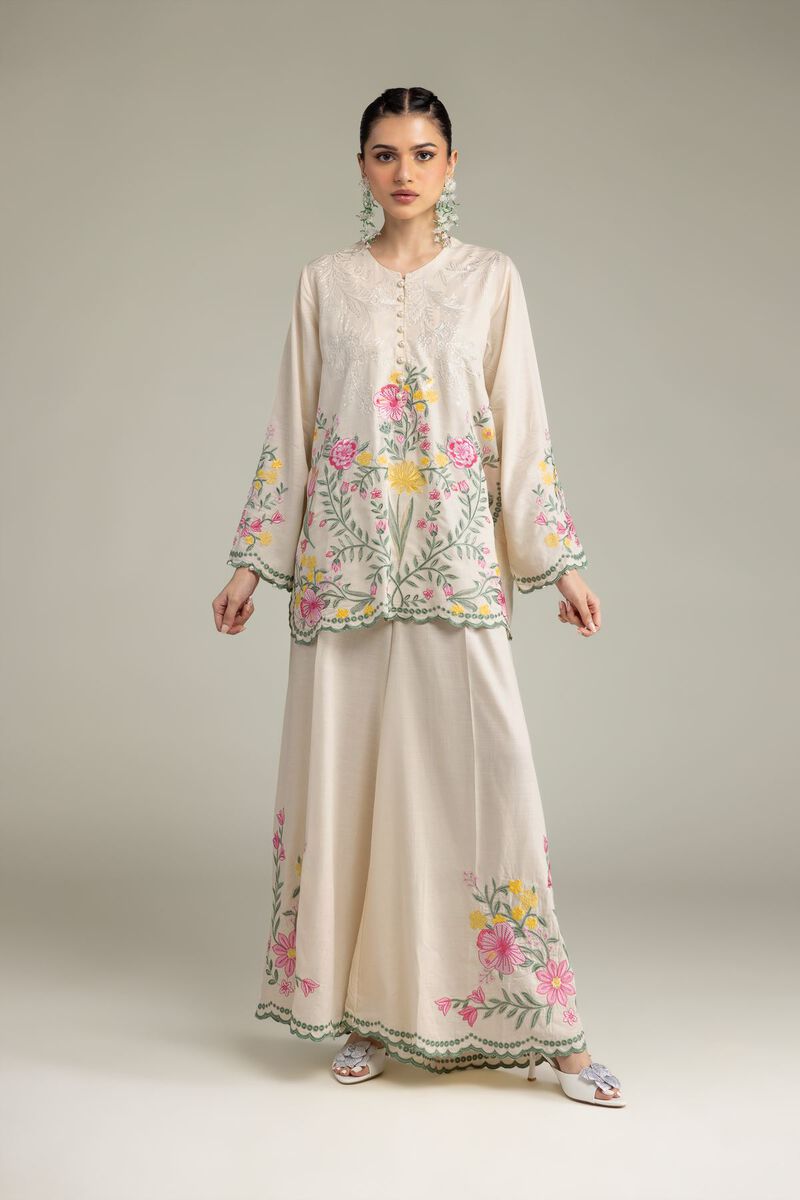 Embroidered | Raw Silk | Floral Silk Pants | USD 45.00
