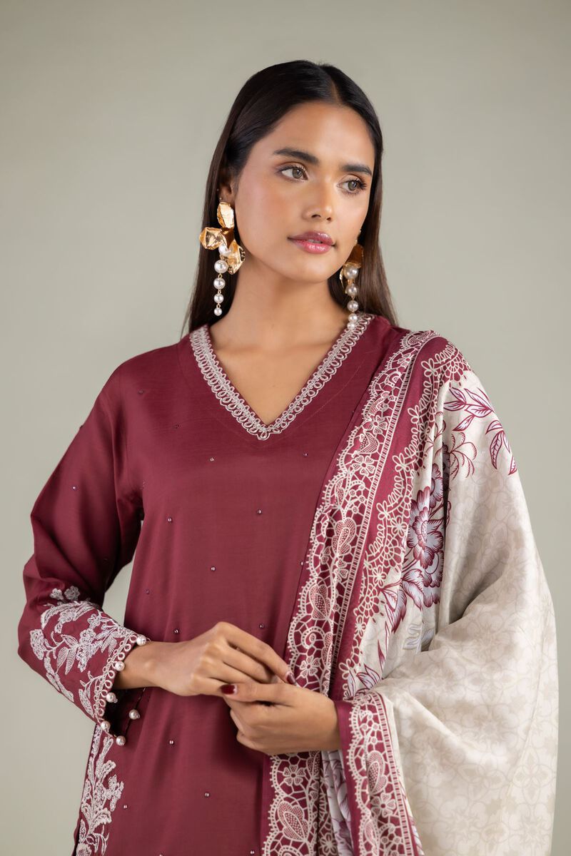 Embroidered | Raw Silk | Floral Threadwork Dupatta | USD 35.00