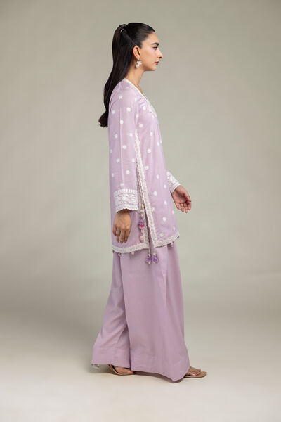 Embroidered | Raw Silk | Solid Lavender Shalwar | USD 35.00
