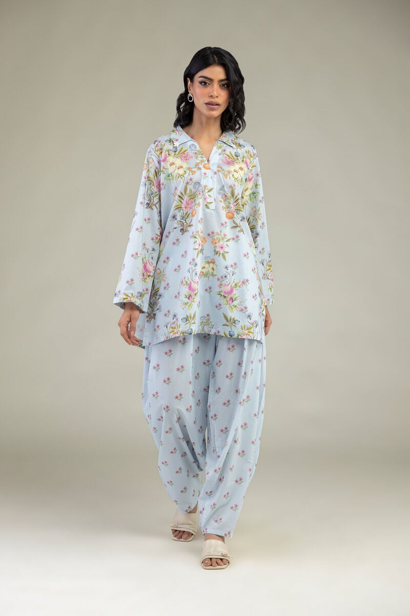 Embroidered | Cambric | Blue Floral Pants | USD 30.00