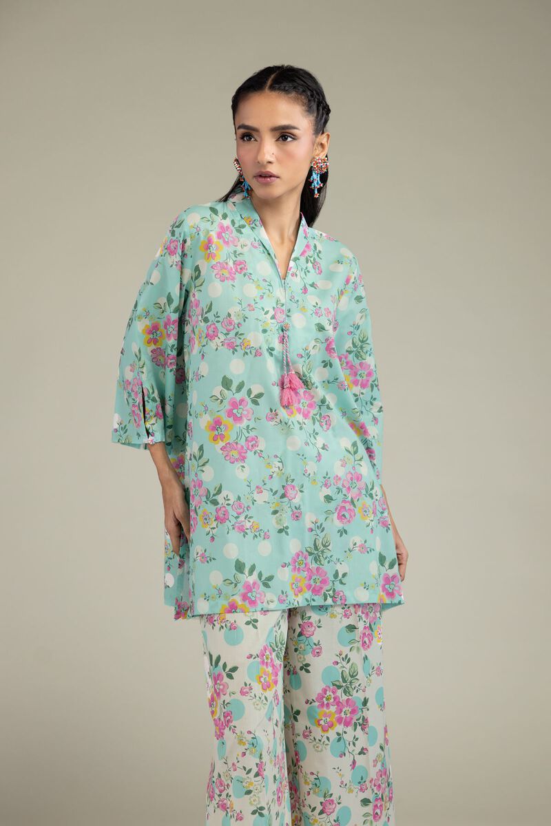 Printed | Cambric | Floral Mint Kurta | USD 21.00