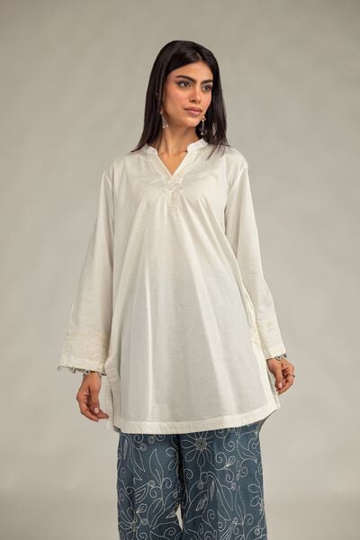 Embroidered | Cotton Dobby | V-Neck Solid Kurta | USD 40.00