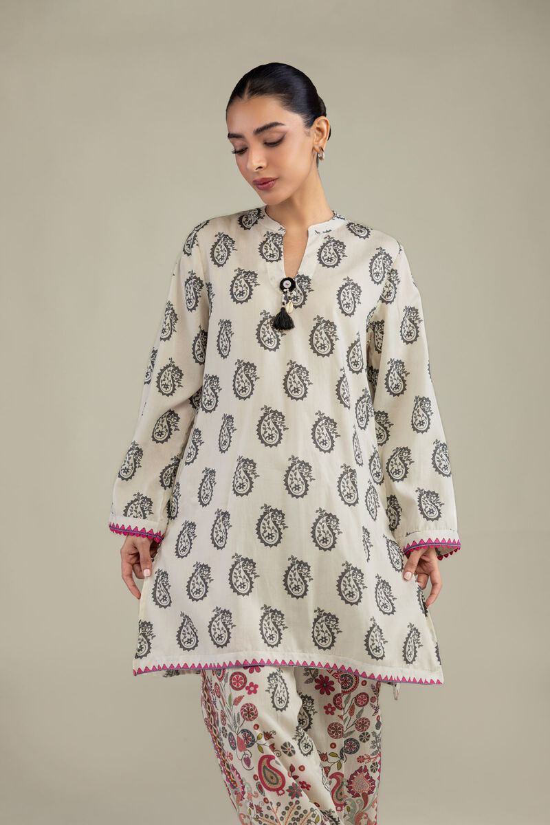 Printed | Textured Weave | Short Paisley Kurta | USD 35.00