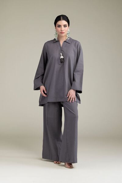 Dyed | Blended Linen | Gray Solid Pants | USD 30.00