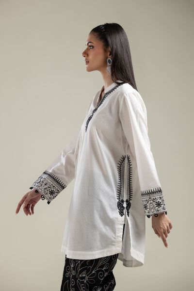 Embroidered |Cotton Dobby | White Cotton Kurta | USD 35.00