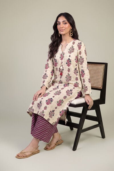 Printed | Light Khaddar | Longline Floral Kurta | USD 35.00