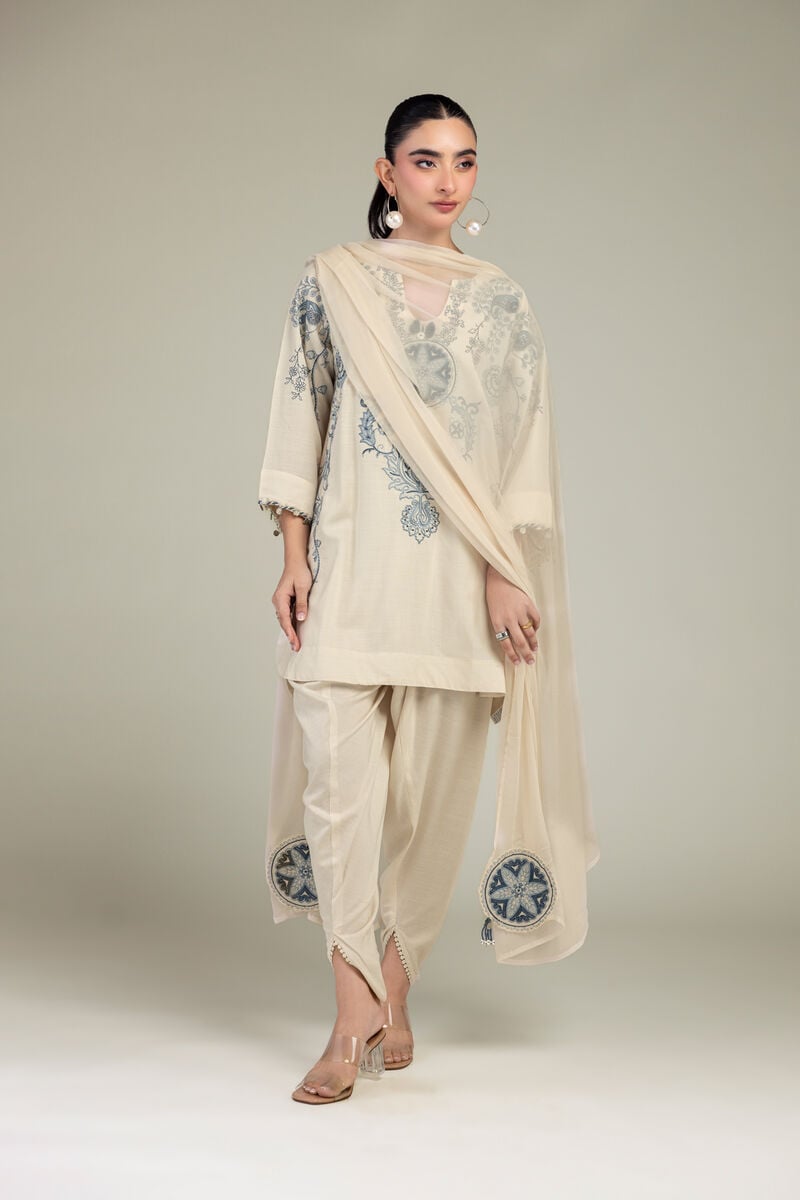 Embroidered | Chiffon | Off-White Chiffon Dupatta | USD 40.00