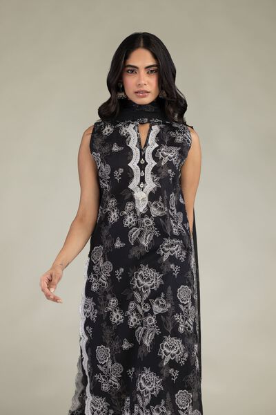 Embroidered | Cambric | Black Cambric Kurta | USD 40.00