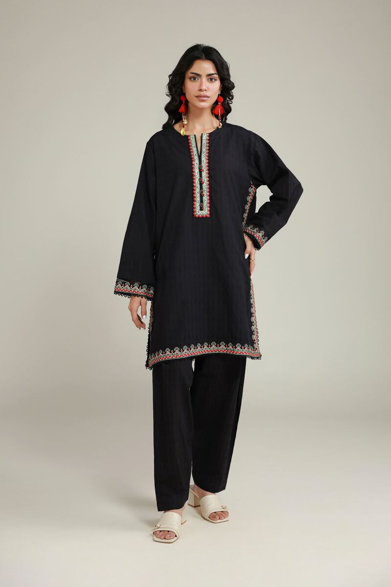 Embroidered | Dobby | Black Tailored Set | USD 55.00