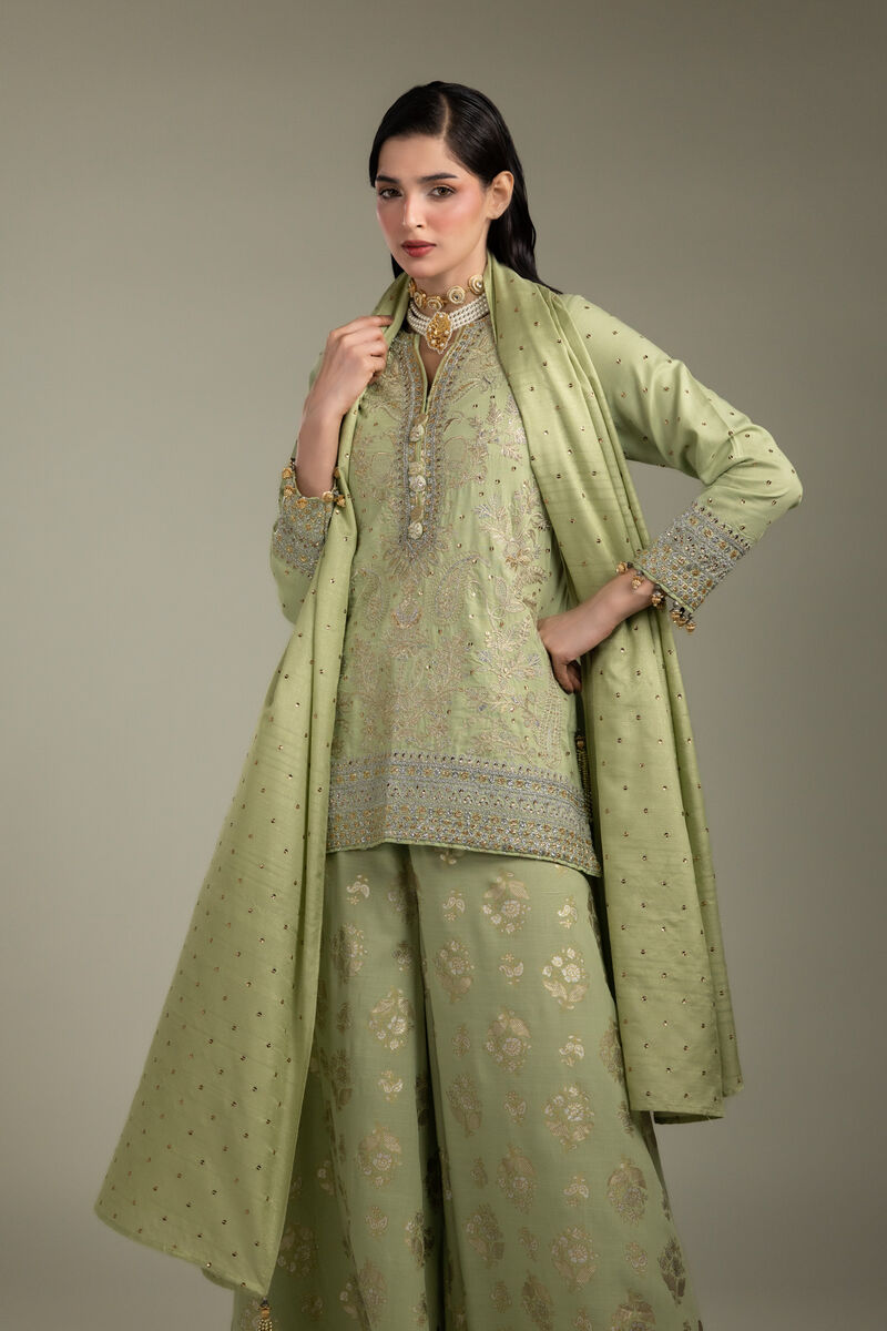 Embroidered | Raw Silk | 3-Piece Co-ord Set | USD 210.00