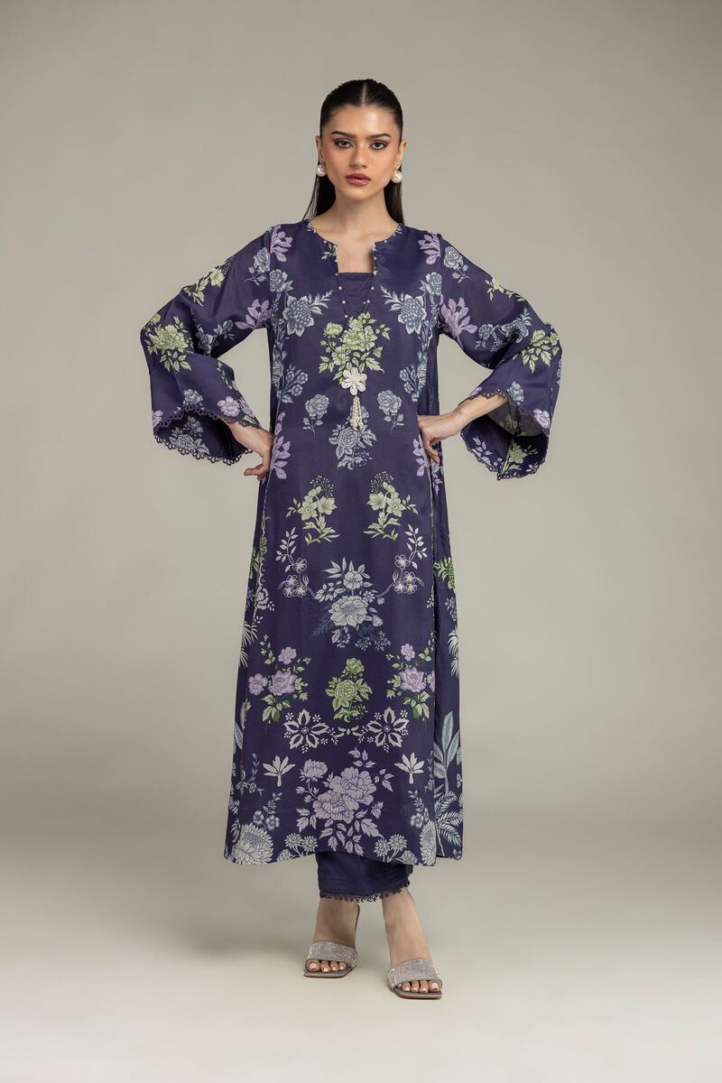 Embroidered | Raw Silk | Floral Navy Pants | USD 35.00