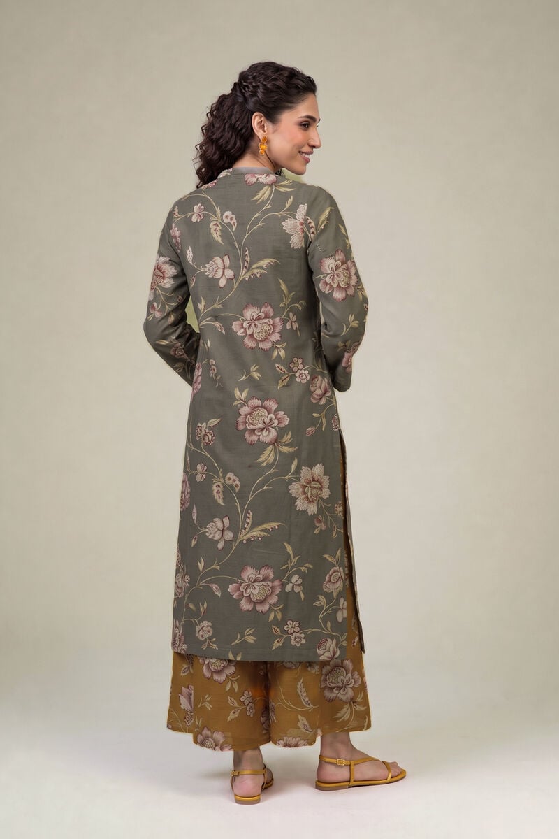 Printed | Light Khaddar | Floral Longline Kurta | USD 35.00