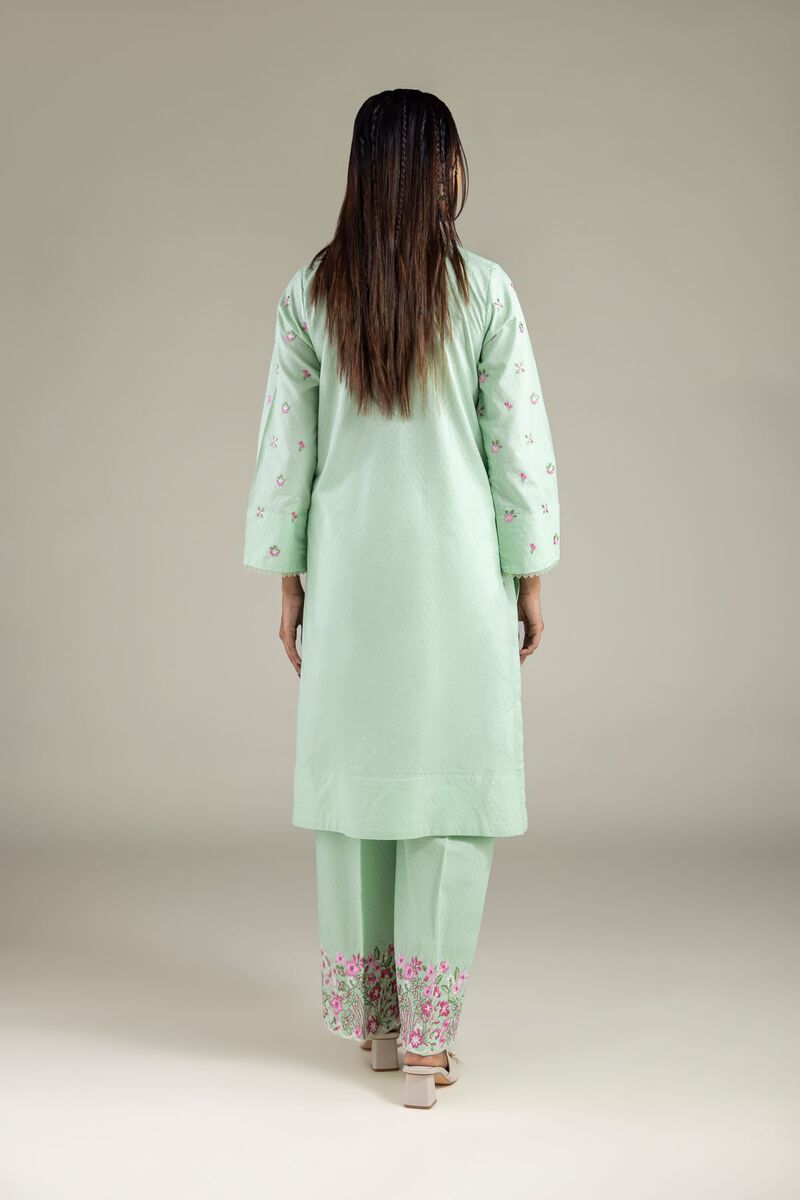 Embroidered | Cotton Dobby | Floral Band-Collar Kurta | USD 40.00