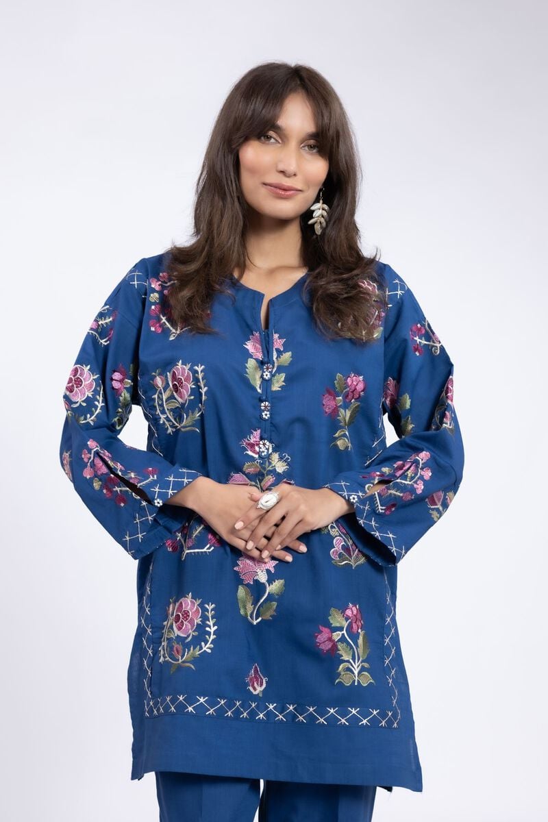 Embroidered | Crosshatch Poplin | Kurta | USD 17.50