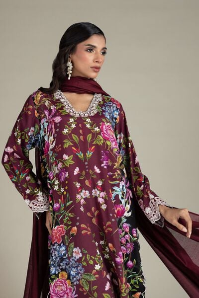 Embroidered | Raw Silk | Three-Piece Tailored Set | USD 85.00