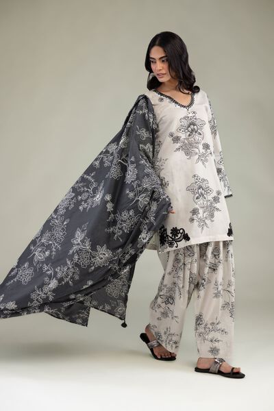 Embroidered | Lawn | Gray Lawn Dupatta | USD 25.00