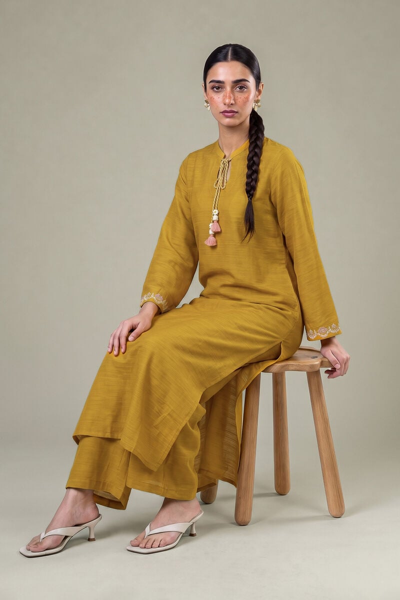 Embroidered | Light Khaddar | Mustard Khaddar Kurta | USD 40.00