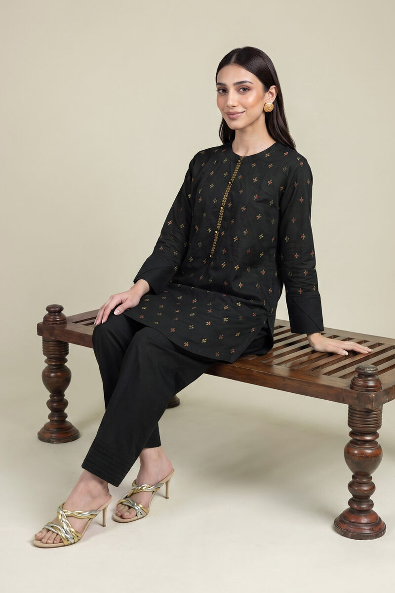 Embroidered | Cambric | Black Cambric Kurta | USD 40.00
