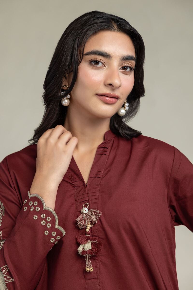 Cambric | Maroon Floral Kurta | USD 45.00