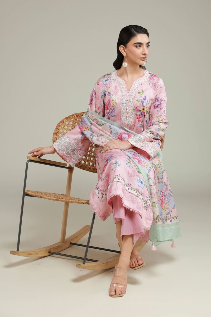 Printed | Satin | Tailored 3 Piece | USD 75.00