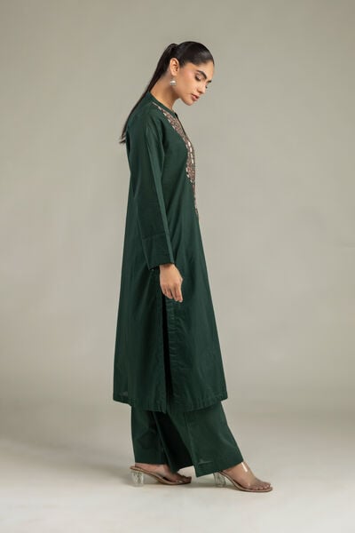 Embroidered | Cambric | Solid Green Pants | USD 30.00