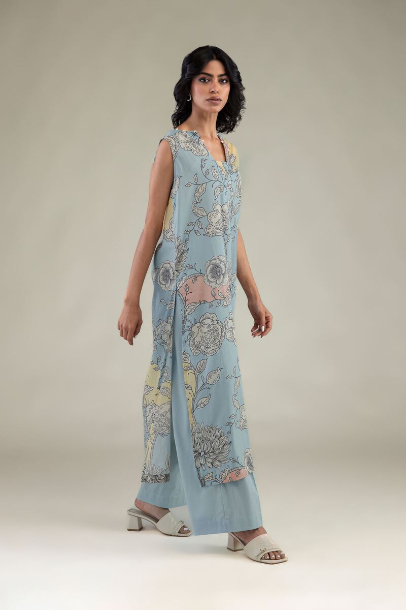 Embroidered | Cambric | Solid Blue Pants | USD 30.00
